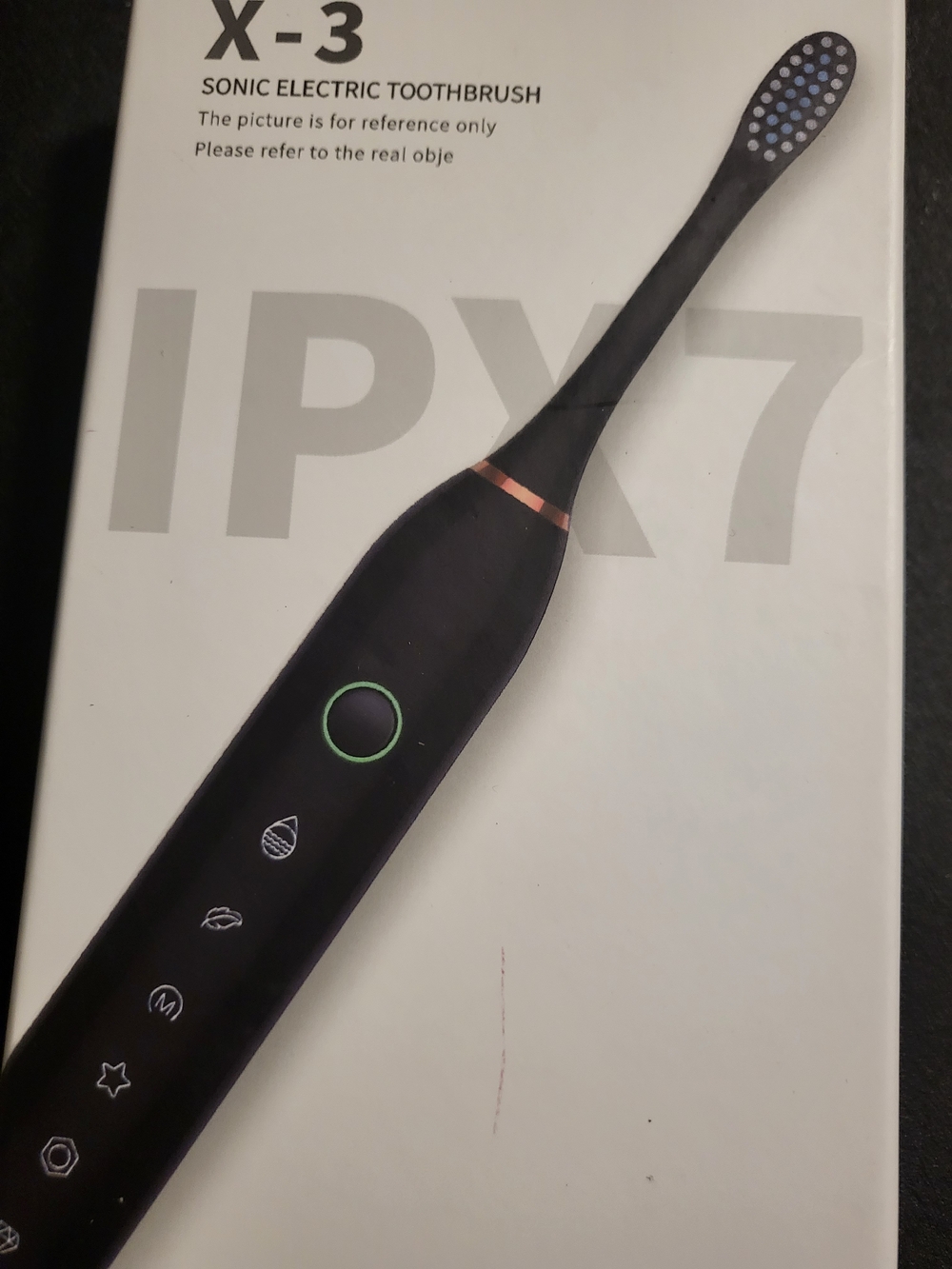 X-3 Sonic Electric Toothbrush - Black with Rose Gold Accent